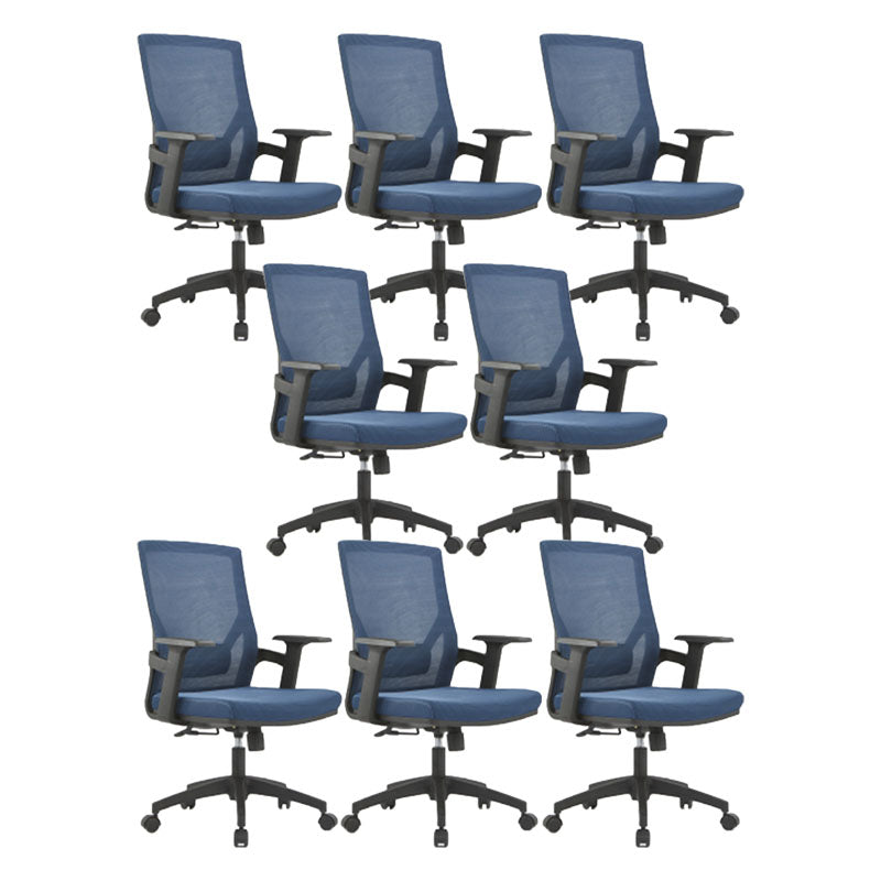 Mid / High Back Office Chair Rotatable Mesh Task Chair with Wheels Blue 8 Piece Set Without Headrest Clearhalo 'furn' 'furn_office_chair' 'Furniture' 'Office Chairs' 'Office Furniture' 'office_chair' 5622638