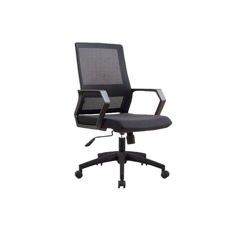 Mid Back Nylon Base Office Chair Rotatable Mesh Task Chair with Wheels Black 1 Piece Clearhalo 'furn' 'furn_office_chair' 'Furniture' 'Office Chairs' 'Office Furniture' 'office_chair' 5622642