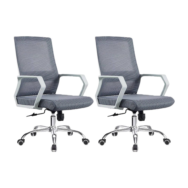 Mid Back Nylon Base Office Chair Rotatable Mesh Task Chair with Wheels Gray 2 Piece Set Clearhalo 'furn' 'furn_office_chair' 'Furniture' 'Office Chairs' 'Office Furniture' 'office_chair' 5622653