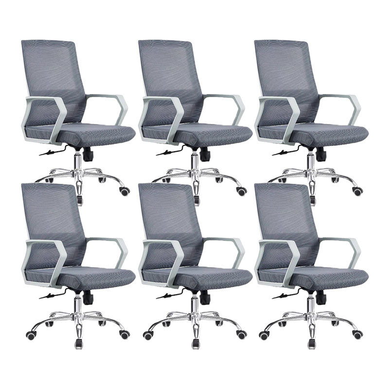 Mid Back Nylon Base Office Chair Rotatable Mesh Task Chair with Wheels Gray 6 Piece Set Clearhalo 'furn' 'furn_office_chair' 'Furniture' 'Office Chairs' 'Office Furniture' 'office_chair' 5622658