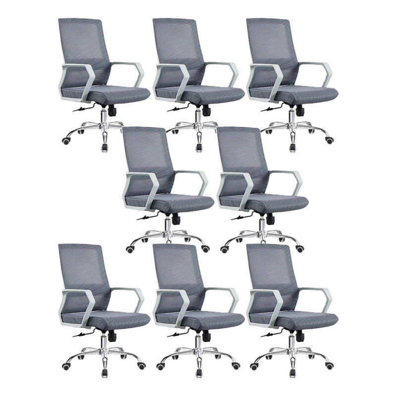 Mid Back Nylon Base Office Chair Rotatable Mesh Task Chair with Wheels Gray 8 Piece Set Clearhalo 'furn' 'furn_office_chair' 'Furniture' 'Office Chairs' 'Office Furniture' 'office_chair' 5622660