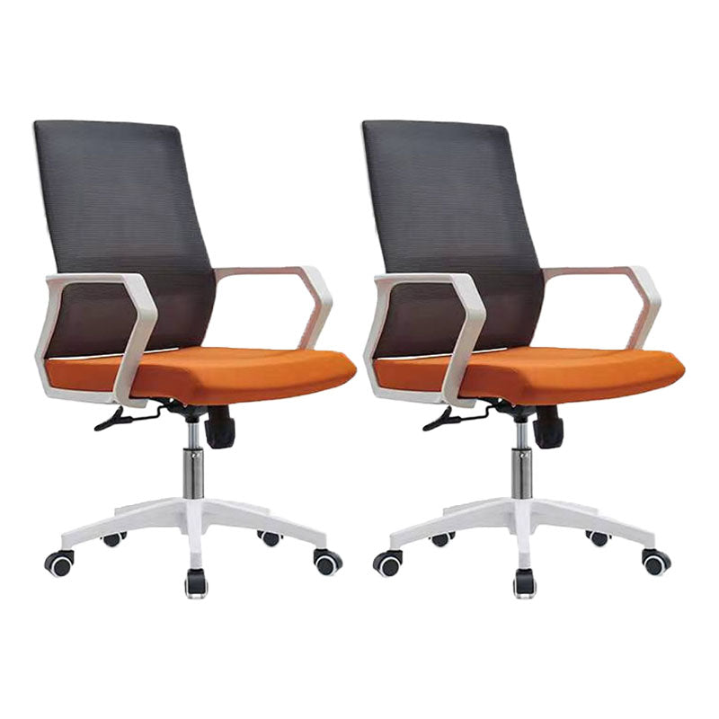 Mid Back Nylon Base Office Chair Rotatable Mesh Task Chair with Wheels Orange 2 Piece Set Clearhalo 'furn' 'furn_office_chair' 'Furniture' 'Office Chairs' 'Office Furniture' 'office_chair' 5622662