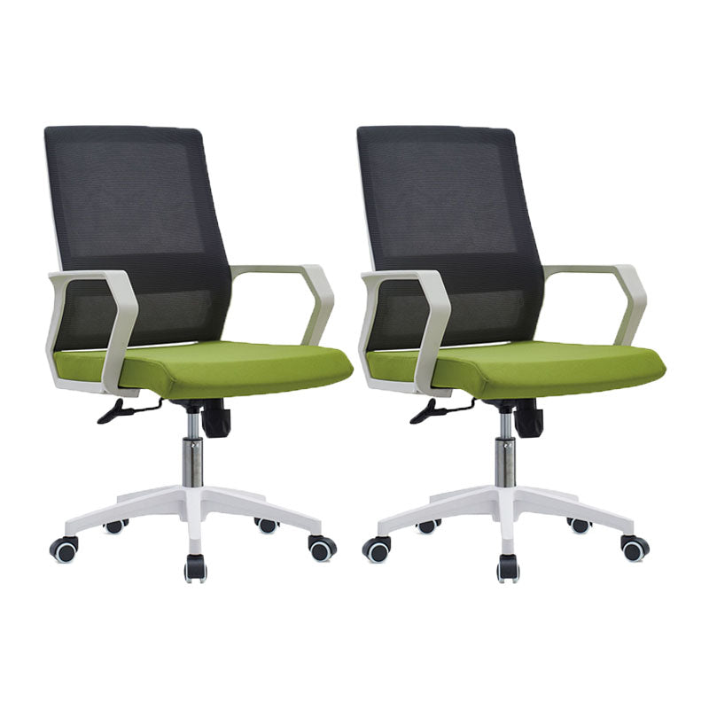 Mid Back Nylon Base Office Chair Rotatable Mesh Task Chair with Wheels Green 2 Piece Set Clearhalo 'furn' 'furn_office_chair' 'Furniture' 'Office Chairs' 'Office Furniture' 'office_chair' 5622677