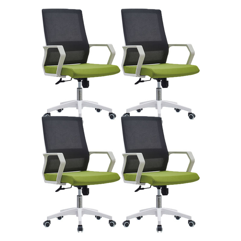 Mid Back Nylon Base Office Chair Rotatable Mesh Task Chair with Wheels Green 4 Piece Set Clearhalo 'furn' 'furn_office_chair' 'Furniture' 'Office Chairs' 'Office Furniture' 'office_chair' 5622678