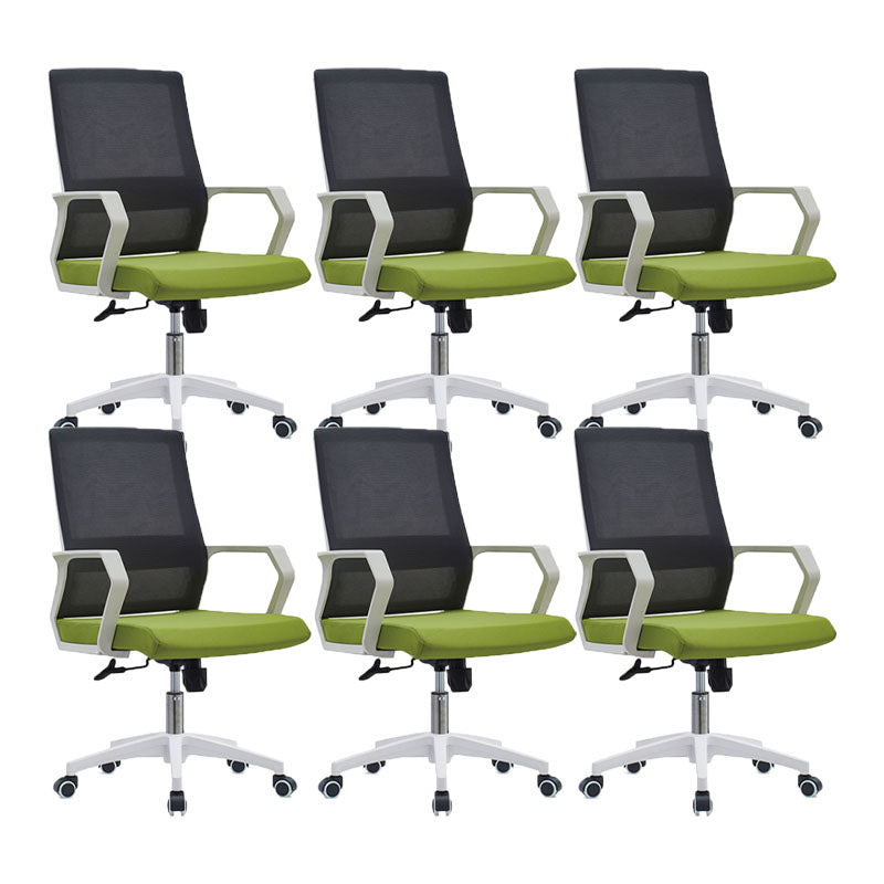 Mid Back Nylon Base Office Chair Rotatable Mesh Task Chair with Wheels Green 6 Piece Set Clearhalo 'furn' 'furn_office_chair' 'Furniture' 'Office Chairs' 'Office Furniture' 'office_chair' 5622679