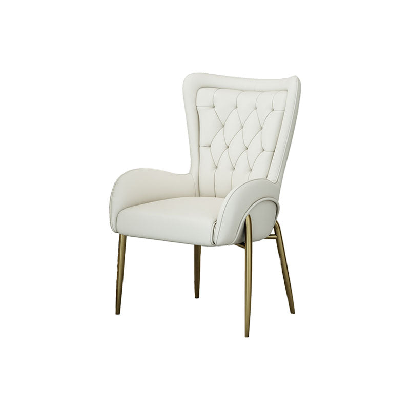 Mid Back Iron Base Office Chair Upholstered Task Chair with 4-Leg Faux Leather Beige 1 Piece Clearhalo 'furn' 'furn_office_chair' 'Furniture' 'Office Chairs' 'Office Furniture' 'office_chair' 5622685