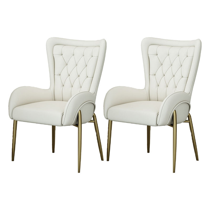 Mid Back Iron Base Office Chair Upholstered Task Chair with 4-Leg Faux Leather Beige 2 Piece Set Clearhalo 'furn' 'furn_office_chair' 'Furniture' 'Office Chairs' 'Office Furniture' 'office_chair' 5622687