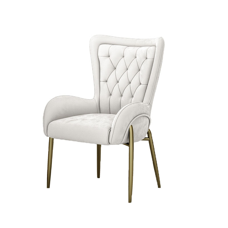 Mid Back Iron Base Office Chair Upholstered Task Chair with 4-Leg Velvet Beige 1 Piece Clearhalo 'furn' 'furn_office_chair' 'Furniture' 'Office Chairs' 'Office Furniture' 'office_chair' 5622694