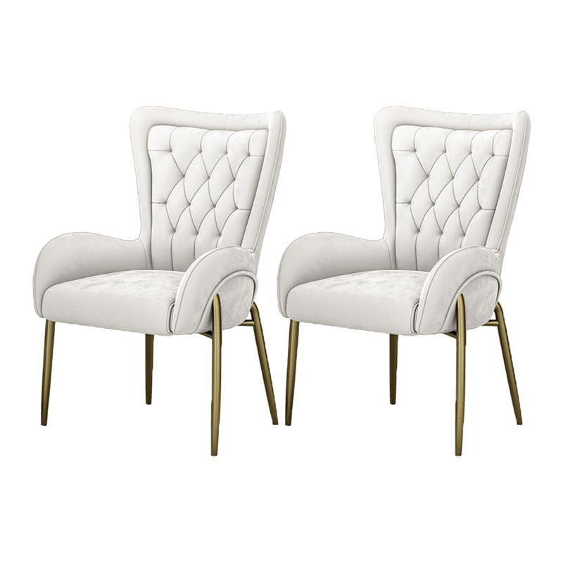 Mid Back Iron Base Office Chair Upholstered Task Chair with 4-Leg Velvet Beige 2 Piece Set Clearhalo 'furn' 'furn_office_chair' 'Furniture' 'Office Chairs' 'Office Furniture' 'office_chair' 5622696