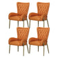 Mid Back Iron Base Office Chair Upholstered Task Chair with 4-Leg Faux Leather Orange 4 Piece Set Clearhalo 'furn' 'furn_office_chair' 'Furniture' 'Office Chairs' 'Office Furniture' 'office_chair' 5622707