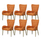 Mid Back Iron Base Office Chair Upholstered Task Chair with 4-Leg Faux Leather Orange 6 Piece Set Clearhalo 'furn' 'furn_office_chair' 'Furniture' 'Office Chairs' 'Office Furniture' 'office_chair' 5622708