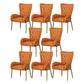 Mid Back Iron Base Office Chair Upholstered Task Chair with 4-Leg Faux Leather Orange 8 Piece Set Clearhalo 'furn' 'furn_office_chair' 'Furniture' 'Office Chairs' 'Office Furniture' 'office_chair' 5622709