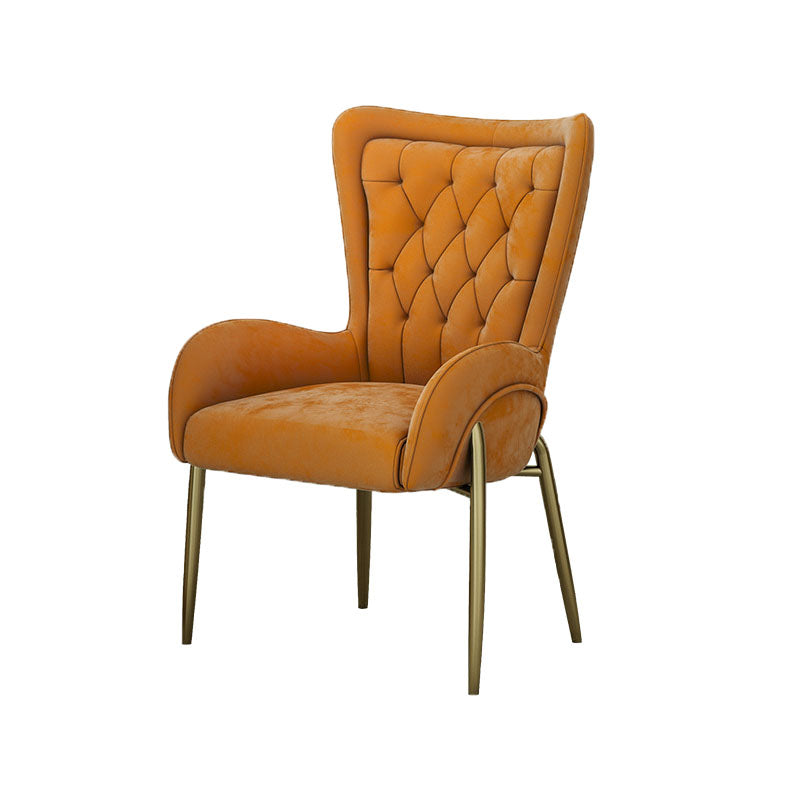 Mid Back Iron Base Office Chair Upholstered Task Chair with 4-Leg Velvet Orange 1 Piece Clearhalo 'furn' 'furn_office_chair' 'Furniture' 'Office Chairs' 'Office Furniture' 'office_chair' 5622710