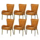 Mid Back Iron Base Office Chair Upholstered Task Chair with 4-Leg Velvet Orange 6 Piece Set Clearhalo 'furn' 'furn_office_chair' 'Furniture' 'Office Chairs' 'Office Furniture' 'office_chair' 5622713