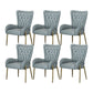 Mid Back Iron Base Office Chair Upholstered Task Chair with 4-Leg Faux Leather Gray 6 Piece Set Clearhalo 'furn' 'furn_office_chair' 'Furniture' 'Office Chairs' 'Office Furniture' 'office_chair' 5622718