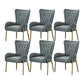 Mid Back Iron Base Office Chair Upholstered Task Chair with 4-Leg Velvet Gray 6 Piece Set Clearhalo 'furn' 'furn_office_chair' 'Furniture' 'Office Chairs' 'Office Furniture' 'office_chair' 5622723