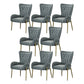 Mid Back Iron Base Office Chair Upholstered Task Chair with 4-Leg Velvet Gray 8 Piece Set Clearhalo 'furn' 'furn_office_chair' 'Furniture' 'Office Chairs' 'Office Furniture' 'office_chair' 5622724