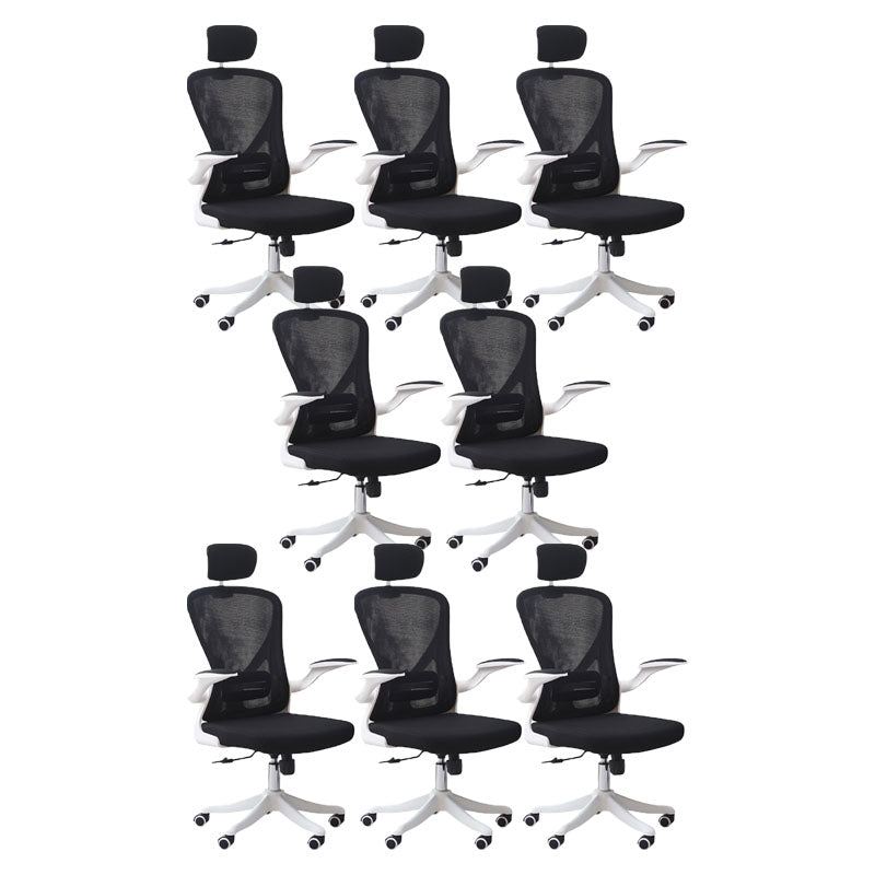 High Back Office Chair Adjustable Arm Mesh Task Chair with Nylon Base 8 Piece Set Clearhalo 'furn' 'furn_office_chair' 'Furniture' 'Office Chairs' 'Office Furniture' 'office_chair' 5622781