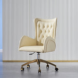 Mid Back Leather Suith stoel gestoffeerde arm taakstoel met stalen basis