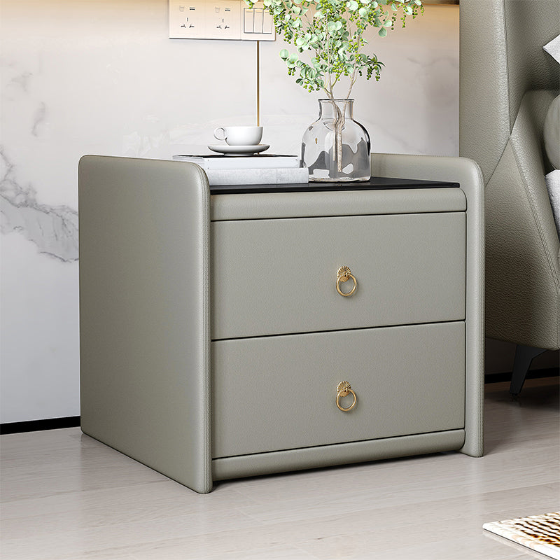 Table de nuit en verre moderne à 2 tirages Rangement de 18 pouces de nuit en bois massif en bois massif en bois