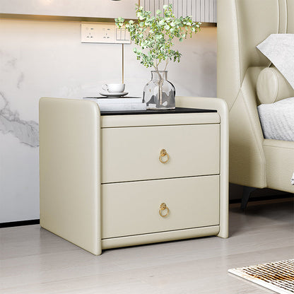 Table de nuit en verre moderne à 2 tirages Rangement de 18 pouces de nuit en bois massif en bois massif en bois