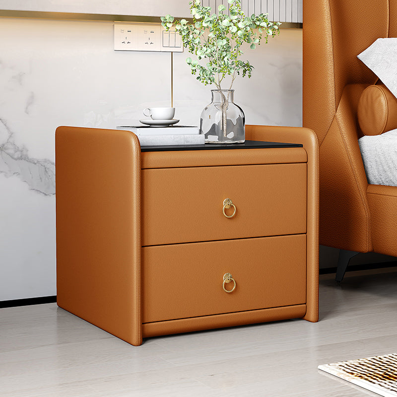 Table de nuit en verre moderne à 2 tirages Rangement de 18 pouces de nuit en bois massif en bois massif en bois