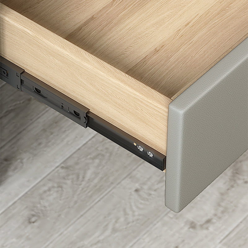 Table de nuit en verre moderne à 2 tirages Rangement de 18 pouces de nuit en bois massif en bois massif en bois