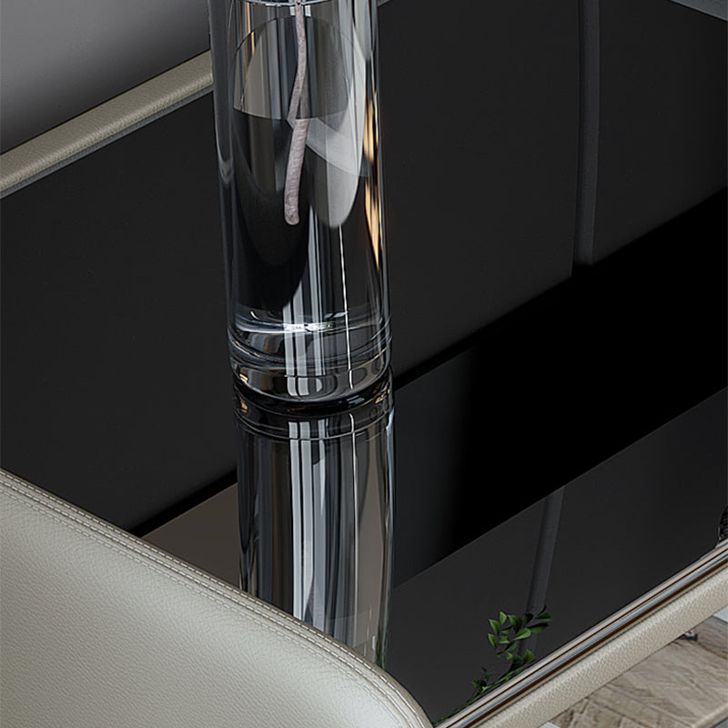 Table de nuit en verre moderne à 2 tirages Rangement de 18 pouces de nuit en bois massif en bois massif en bois