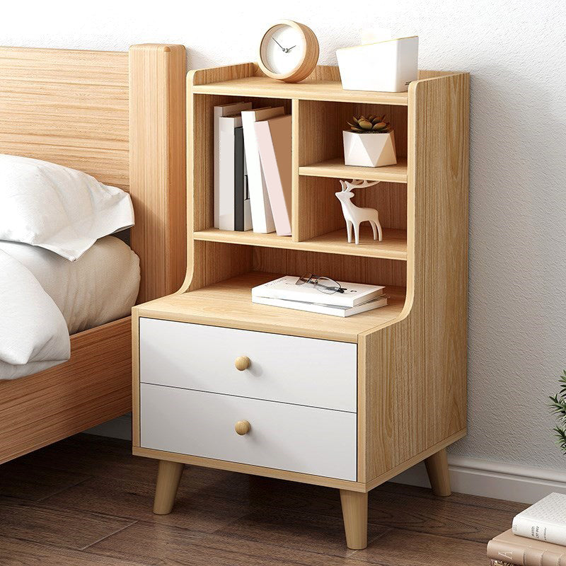 Open Storage Modern Night Table Drawer Storage Imitation Wood Nightstand 16.5"L x 14"W x 31.5"H Natural 2 Clearhalo 'Bedroom Furniture' 'furn' 'furn_night_stand' 'Furniture' 'night_stand' 'Nightstands' 5622938