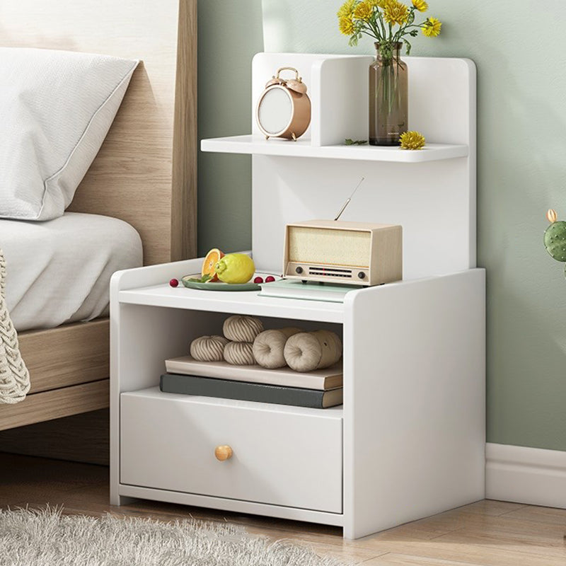Open Storage Modern Night Table Drawer Storage Imitation Wood Nightstand 16"L x 14"W x 24"H White 1 Clearhalo 'Bedroom Furniture' 'furn' 'furn_night_stand' 'Furniture' 'night_stand' 'Nightstands' 5622944