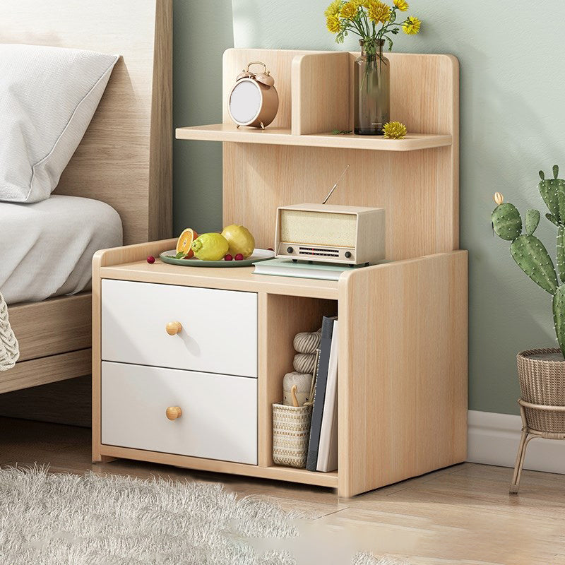 Open Storage Modern Night Table Drawer Storage Imitation Wood Nightstand 20"L x 14"W x 24"H Natural 2 Clearhalo 'Bedroom Furniture' 'furn' 'furn_night_stand' 'Furniture' 'night_stand' 'Nightstands' 5622946