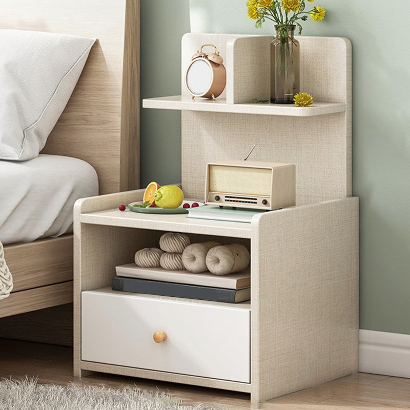 Open Storage Modern Night Table Drawer Storage Imitation Wood Nightstand 16"L x 14"W x 24"H Light Khaki 1 Clearhalo 'Bedroom Furniture' 'furn' 'furn_night_stand' 'Furniture' 'night_stand' 'Nightstands' 5622957