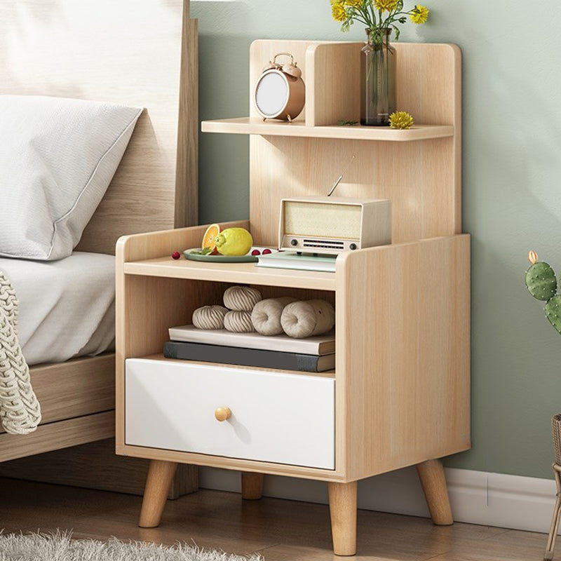 Open Storage Modern Night Table Drawer Storage Imitation Wood Nightstand 16"L x 14"W x 28"H Natural 1 Clearhalo 'Bedroom Furniture' 'furn' 'furn_night_stand' 'Furniture' 'night_stand' 'Nightstands' 5622959