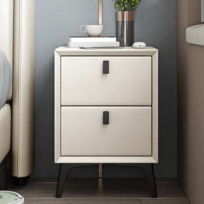 Moderne Kunstlederbett Nachttisch 2-Drawer Massive Holzbeine enthalten Nachttisch