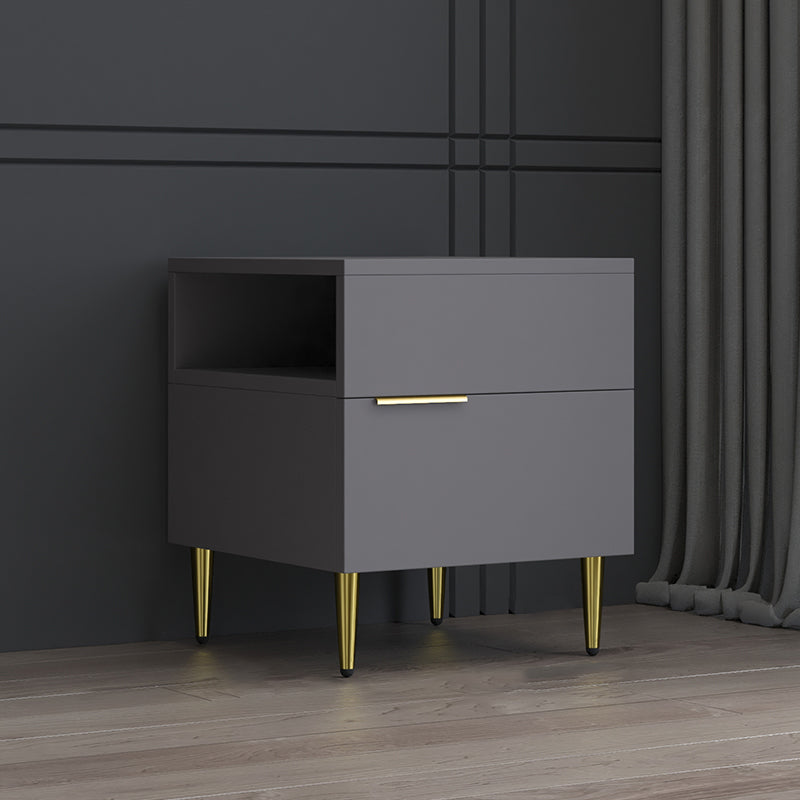 Mesa de noche de madera de imitación glamorosa de 18 pulgadas H Mesa de 1 cortavadora en gris/blanco