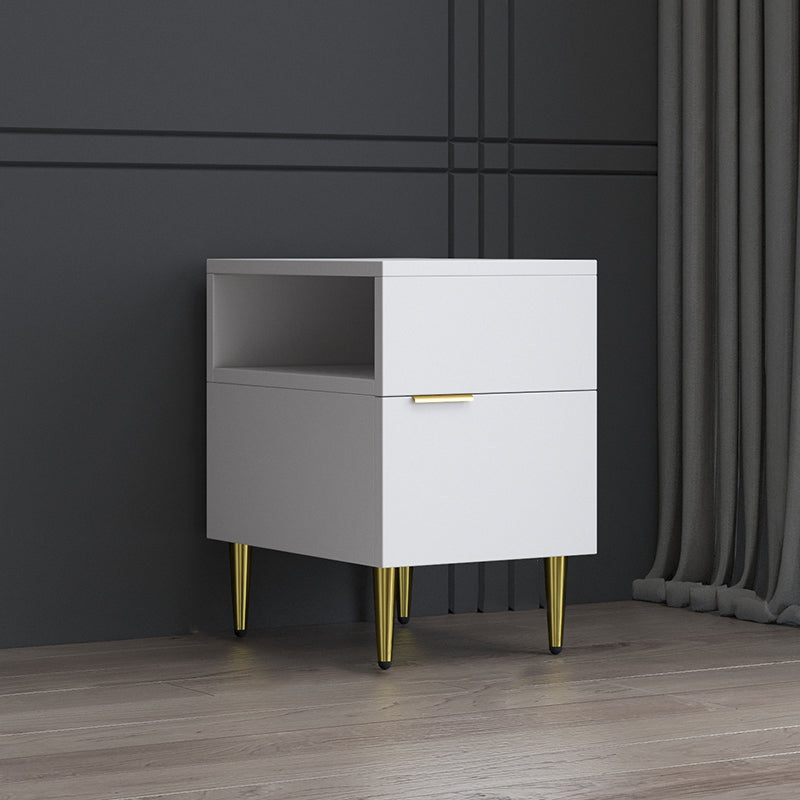 Mesa de noche de madera de imitación glamorosa de 18 pulgadas H Mesa de 1 cortavadora en gris/blanco