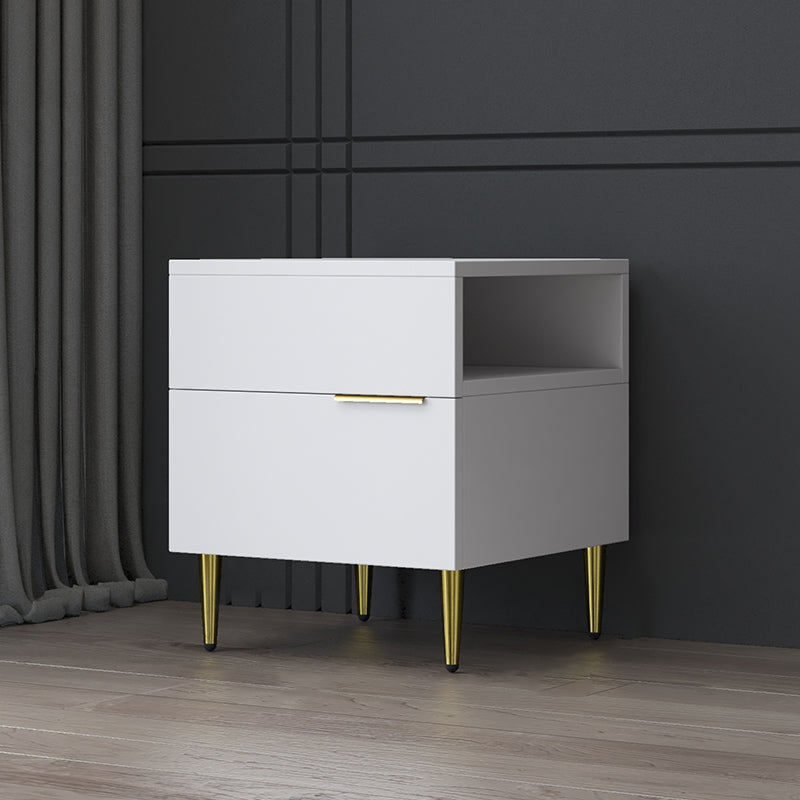 Mesa de noche de madera de imitación glamorosa de 18 pulgadas H Mesa de 1 cortavadora en gris/blanco