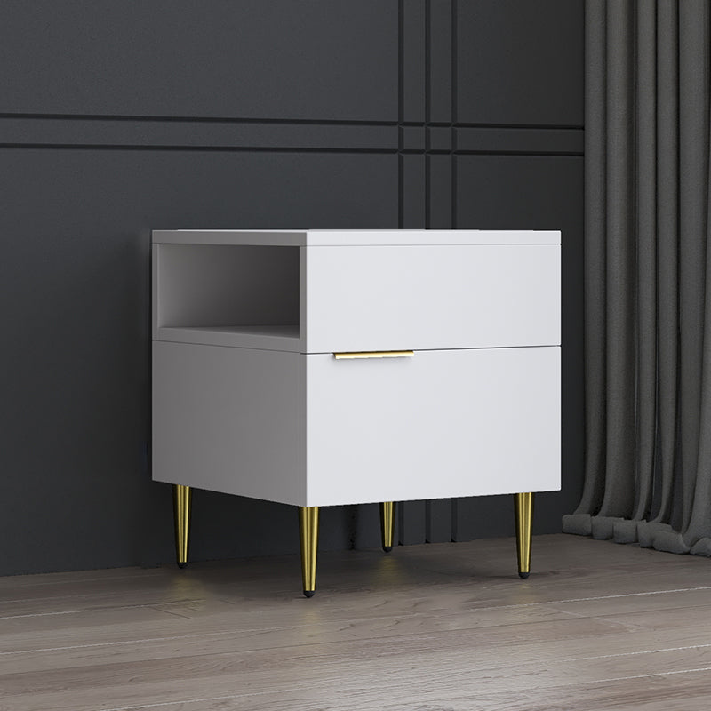 Mesa de noche de madera de imitación glamorosa de 18 pulgadas H Mesa de 1 cortavadora en gris/blanco