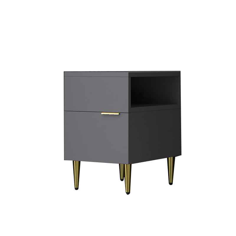 Mesa de noche de madera de imitación glamorosa de 18 pulgadas H Mesa de 1 cortavadora en gris/blanco