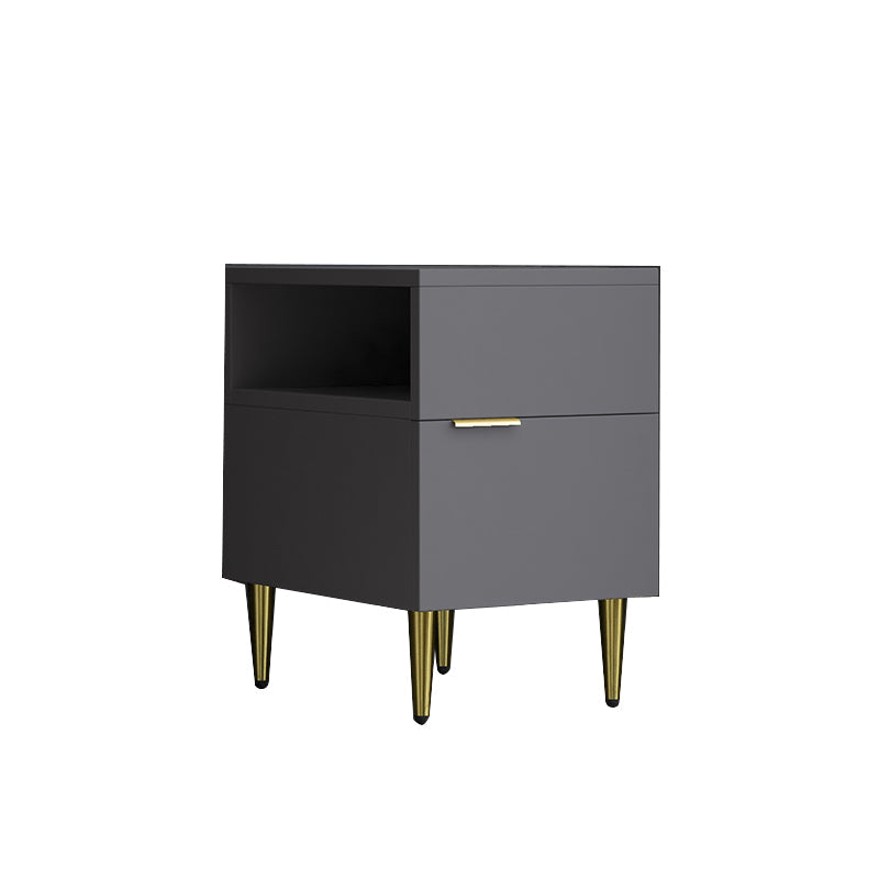 Mesa de noche de madera de imitación glamorosa de 18 pulgadas H Mesa de 1 cortavadora en gris/blanco