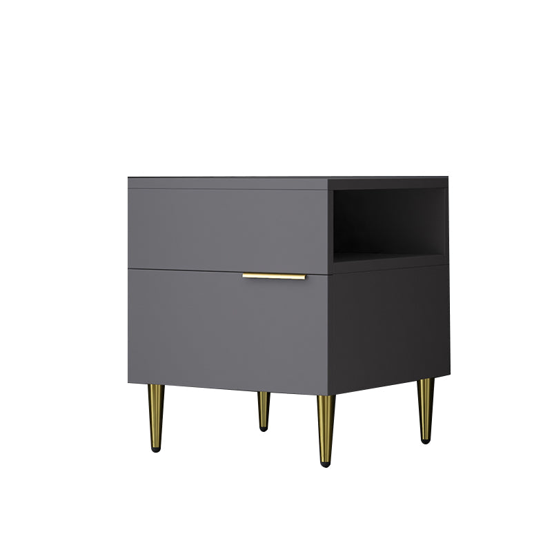 Mesa de noche de madera de imitación glamorosa de 18 pulgadas H Mesa de 1 cortavadora en gris/blanco