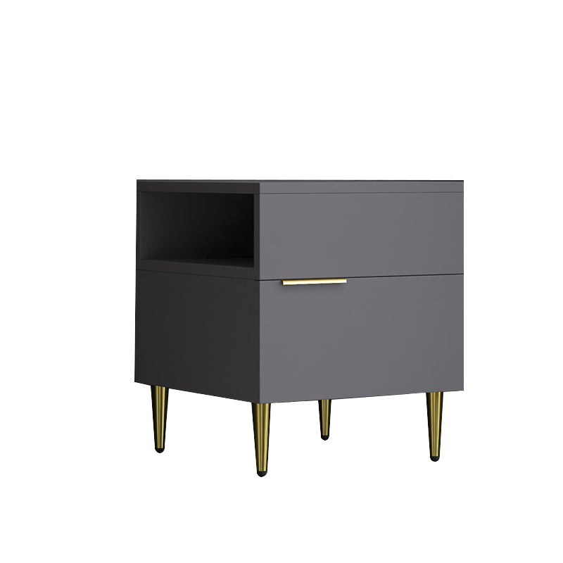 Mesa de noche de madera de imitación glamorosa de 18 pulgadas H Mesa de 1 cortavadora en gris/blanco