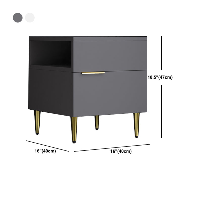 Mesa de noche de madera de imitación glamorosa de 18 pulgadas H Mesa de 1 cortavadora en gris/blanco