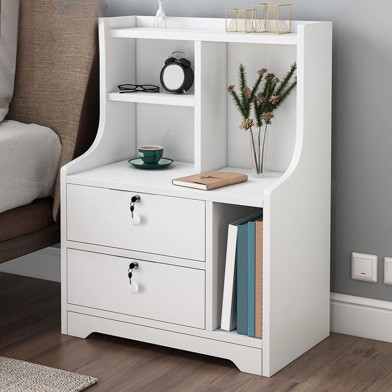 Storage de nuits moderne ouvrir l'étagère de rangement du tiroir inclus du bois d'imitation