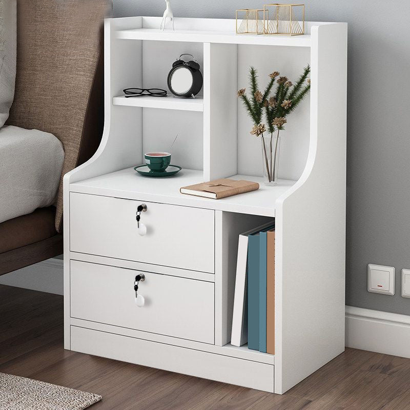 Storage de nuits moderne ouvrir l'étagère de rangement du tiroir inclus du bois d'imitation