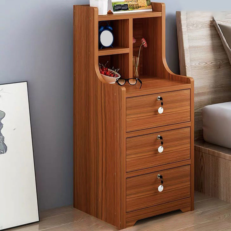 Storage de nuits moderne ouvrir l'étagère de rangement du tiroir inclus du bois d'imitation