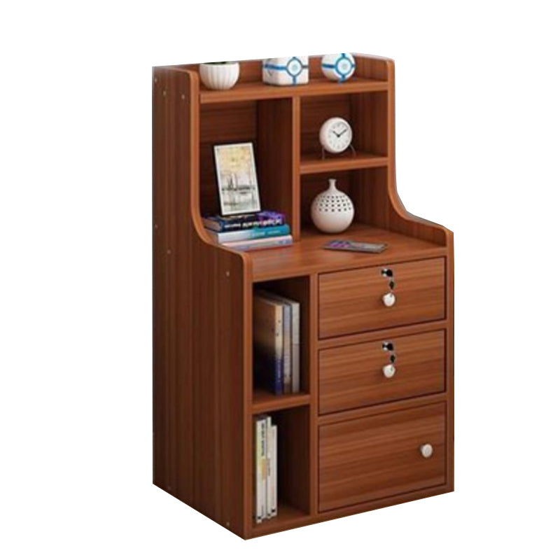 Storage de nuits moderne ouvrir l'étagère de rangement du tiroir inclus du bois d'imitation