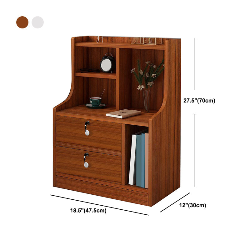 Storage de nuits moderne ouvrir l'étagère de rangement du tiroir inclus du bois d'imitation