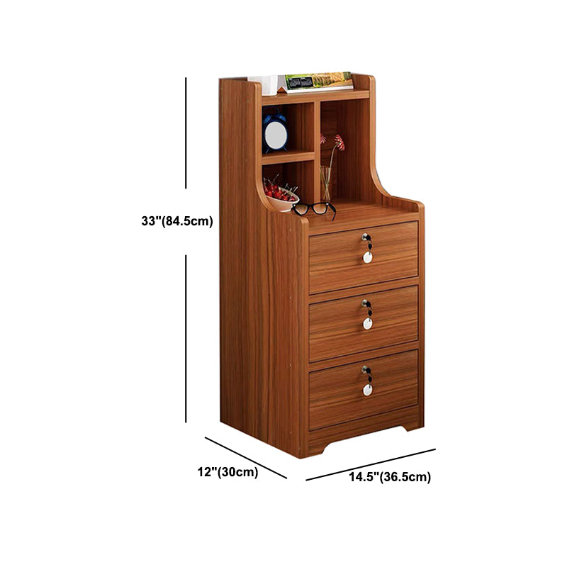 Storage de nuits moderne ouvrir l'étagère de rangement du tiroir inclus du bois d'imitation