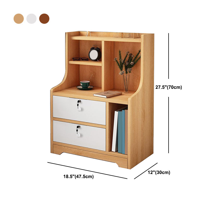 Storage de nuits moderne ouvrir l'étagère de rangement du tiroir inclus du bois d'imitation